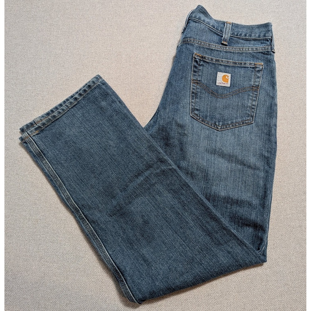 Carhartt Men's Relaxed Fit Jeans Blue Denim 36x32 Stretch B18 5 Pocket Workwear